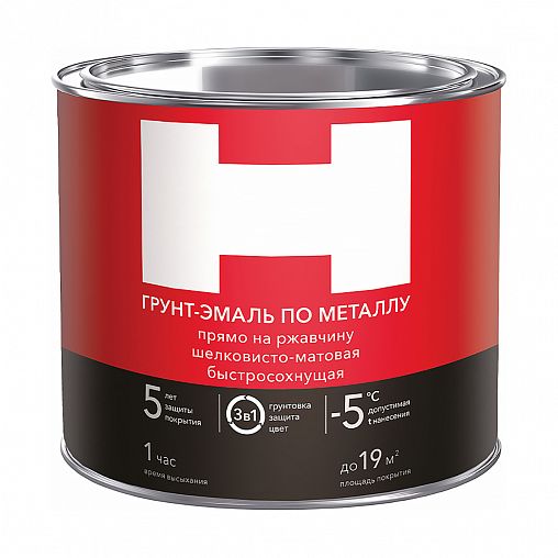 Грунт-эмаль по ржавчине H 200419, 3 в 1, шелковисто-матовая, 1,9 кг, зеленая фото
