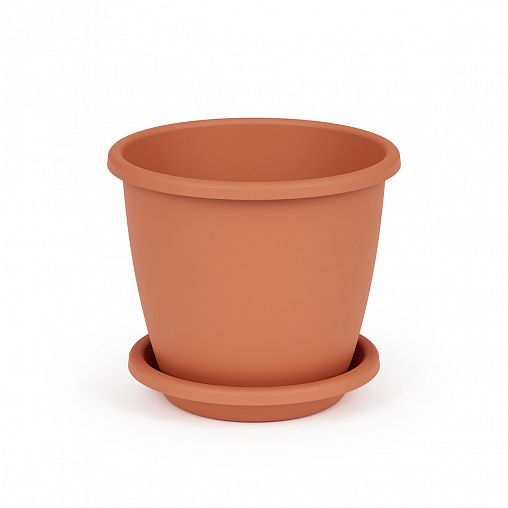 Горшок для цветов Альтернатива Афина, с поддоном, 3 л, коричневый фото