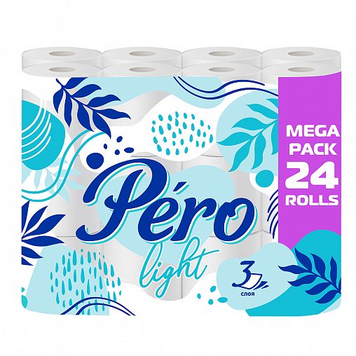 Туалетная бумага Pero Light, трёхслойная, 24 рулона, белая фото