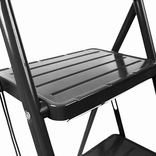 Стремянка стальная Nika, 3 широкие ступени, 1,211 м, черная фото