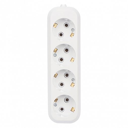 Колодка розеточная Rexant, 4 гнезда, с заземлением, 16 А, белая фото