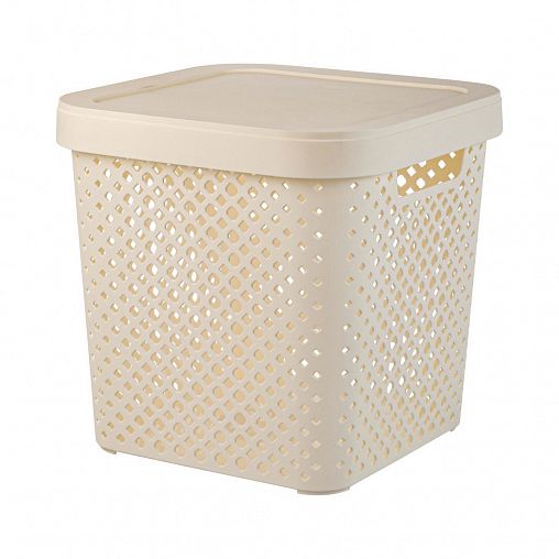 Корзина Plast Team Stockholm, с крышкой, 31 х 31 х 30 см, молочный туман фото