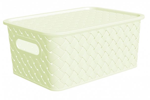 Корзинка для хранения с крышкой Violet Береста 7,5 л, 35 x 24,5 x 10,5 см, слоновая кость фото