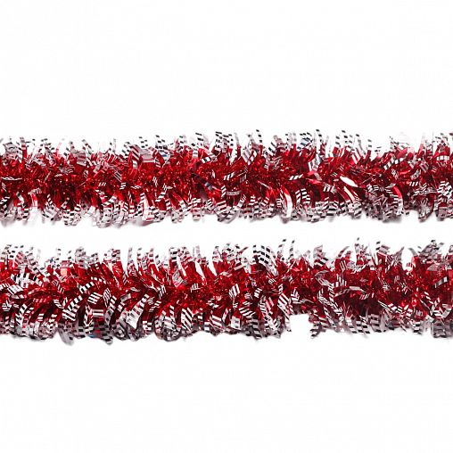 Мишура, с белой кромкой, 8 x 200 см, красная фото