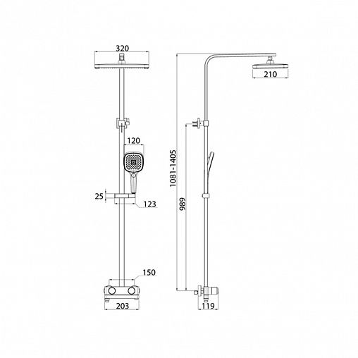 Душевая система с тропическим душем IDDIS Slide, с управлением Push Control, хром фото