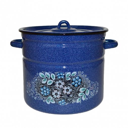 Кастрюля эмалированная СтальЭмаль с крышкой, 9 л, с декором фото