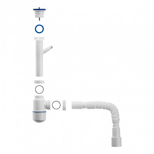 Сифон MasterProf, 1 1/2" x 40 мм, с отводом, гофротруба 800 мм, 40 x 32/40/50 мм фото