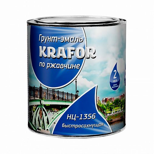 Грунт-эмаль по ржавчине Krafor НЦ-1356, 1,7 кг, красная фото