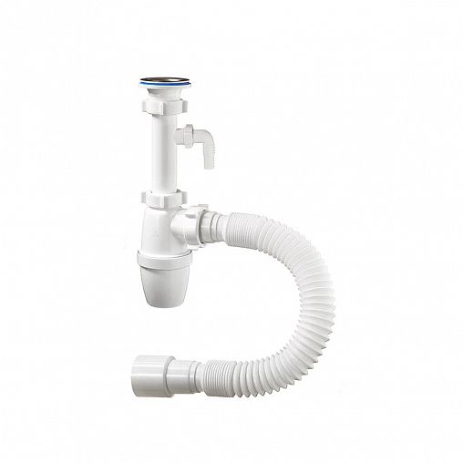 Сифон бутылочный Orio, 1 1/4" x 40 мм, удлиненный, с отводом и гофротрубой фото