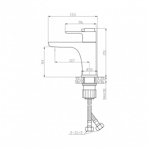 Смеситель для раковины с коротким изливом Rossinka RS50-11, с термостатом, однорычажный, хром фото