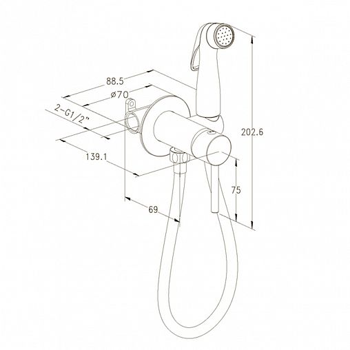 Встраиваемый гигиенический душ со смесителем Milardo Tidy, черный матовый фото