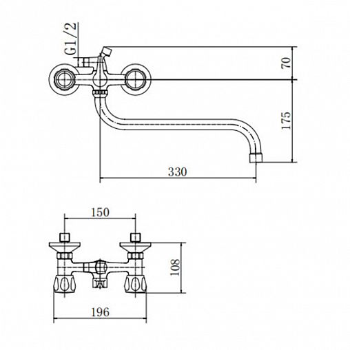 Смеситель для ванны с душем Fashun A2209-2, с длинным изливом, хром фото