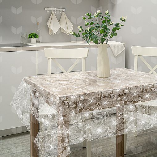 Клеенка столовая ПВХ Вилина Муза, 1,32 x 22 м, гибискус фото