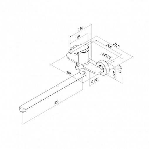 Смеситель для ванны IDDIS Zodiac X, с длинным изливом, хром фото