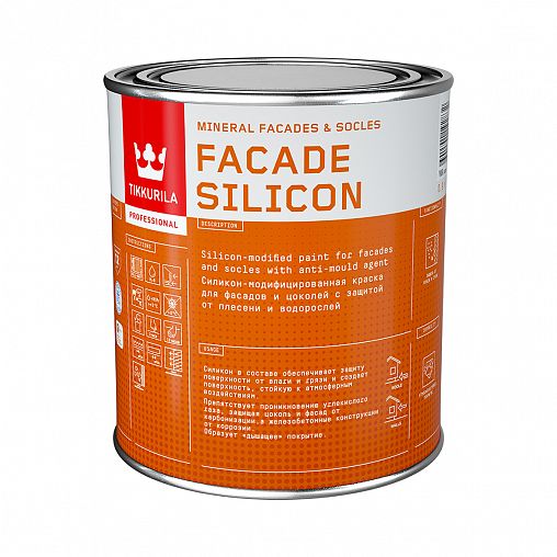 Краска для фасадов и цоколей Tikkurila Facade Silicon (Фасад Силикон), 0,9 л, бесцветный, база С фото