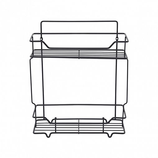 Полка в ванную Milardo Grid, 2-х ярусная, черная матовая фото