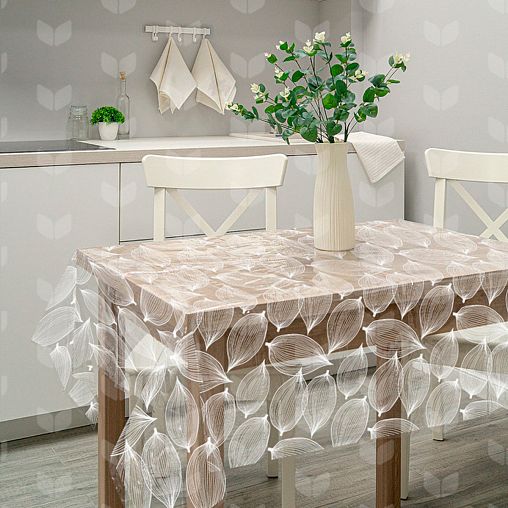 Скатерть Рыжий кот Ажур, ПВХ, физалис, 110 x 132 см, белая фото