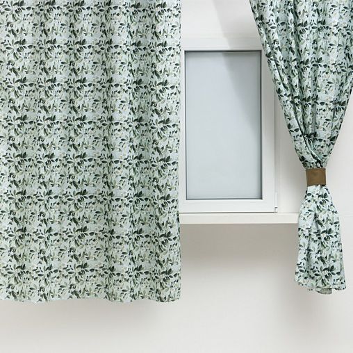 Шторы для кухни Доляна Apple flowers, с подхватами, 146 x 180 см, 2 шт фото