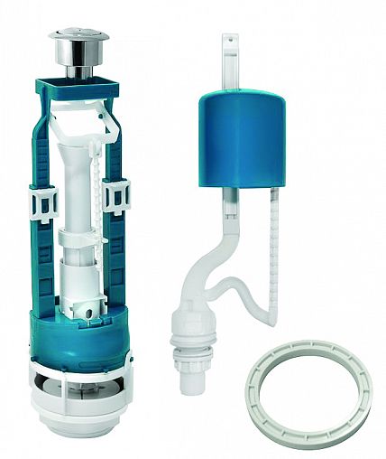 Арматура водосливная Инкоэр СБ2м-НпрНРФ-АА-В Р, 2 кнопки (хром) Стоп поток, нижний подвод фото