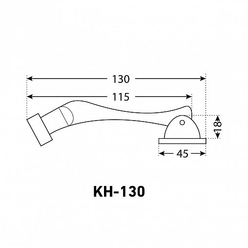 Фиксатор дверной Аллюр КН-130 SN, «козья ножка», матовый никель фото