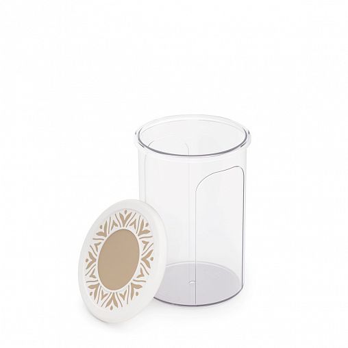 Емкость для сыпучих продуктов Альтернатива Эстетика, круглая, 1,4 л, бело-бежевая фото
