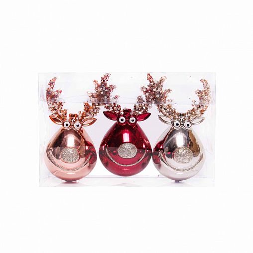 Набор елочных шаров, d 8 см, 4 шт, бордовый фото