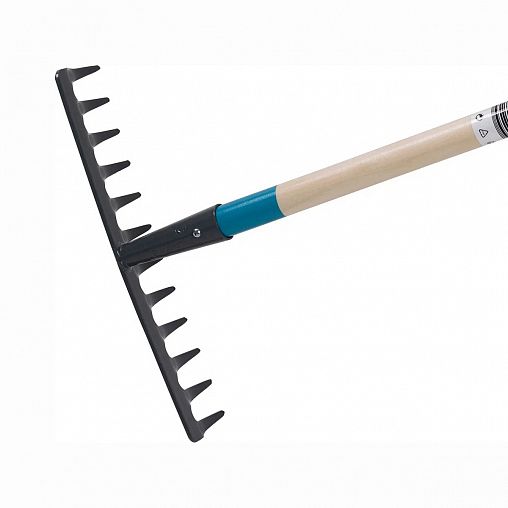 Грабли прямые Plantic by Fiskars Light, с деревянным черенком, 12 зубьев, 1520 мм фото