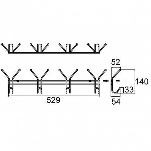 Планка с 4 двойными крючками Milardo, хром фото