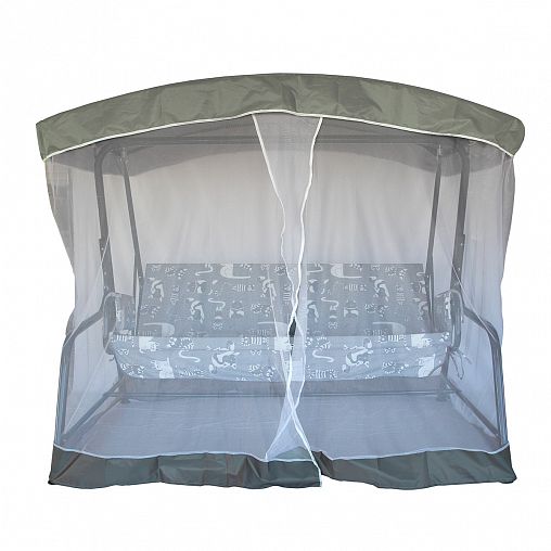 Качели садовые Garden story Ирис, трехместные, 200 x 140 x 176 см, каркас серый фото