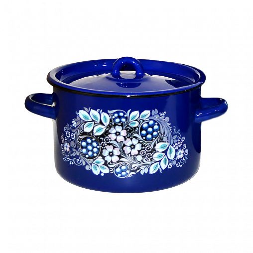 Кастрюля эмалированная СтальЭмаль с крышкой, 2,9 л, с декором фото