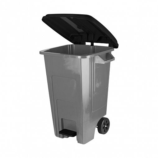 Бак для мусора Spin&Clean Freestyle, с педалью, на колесах, 100 л, темно-серый фото