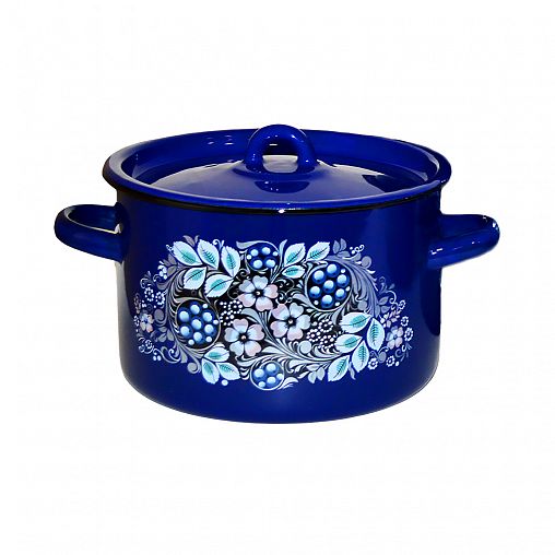 Кастрюля эмалированная СтальЭмаль с крышкой, 7 л, с декором фото