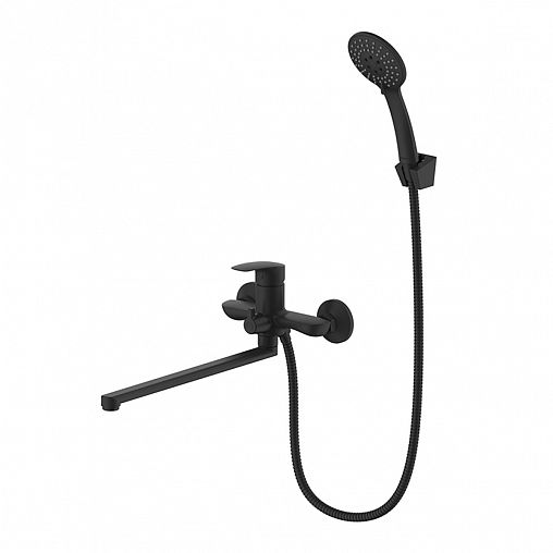 Смеситель для ванны с душем Milardo Rora, с длинным изливом, черный матовый фото