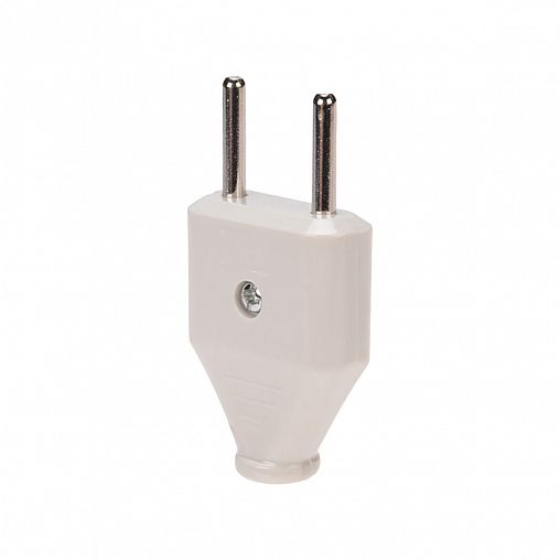 Вилка прямая Rexant Евро, плоская, без заземления, 6 A, белая фото