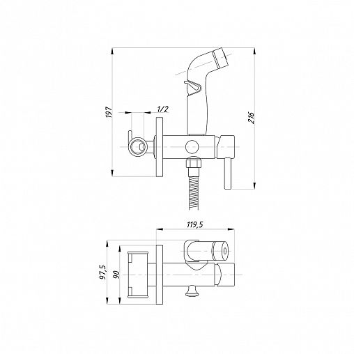 Гигиенический душ Профсан PSM-ST-0710, хром фото