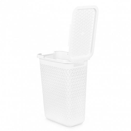 Корзина для белья Альтернатива Элемент, прямоугольная, 30 л, белая фото