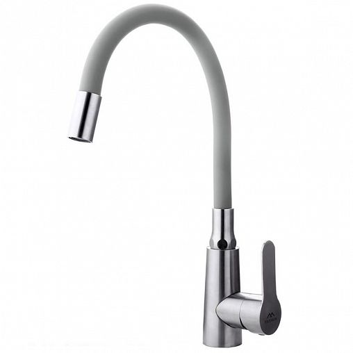 Смеситель для кухни Fashun A54301-12, с гибким изливом, сатин/серый фото