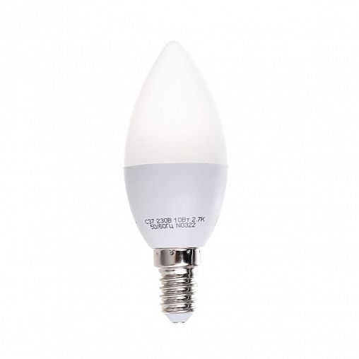 Лампа светодиодная LED Онлайт C37, свеча, 10W, 2700 K, E14, матовая, теплый свет фото Лампа светодиодная LED Онлайт C37, свеча, 10W, 2700 K, E14, матовая, теплый свет фото