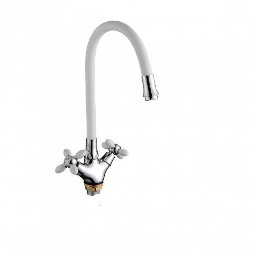 Смеситель для кухни Fashun A44127-8, с гибким изливом, хром/белый фото