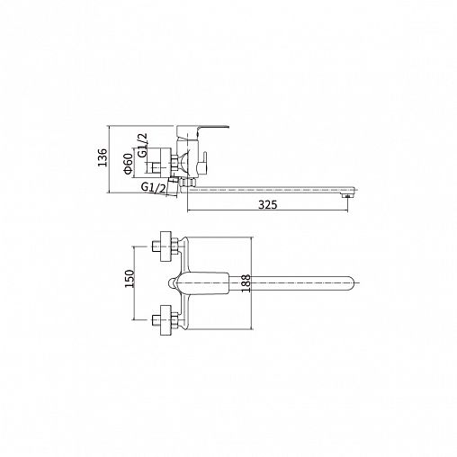 Смеситель для ванны с душем Fashun A2282-7, с длинным изливом, черный/хром фото