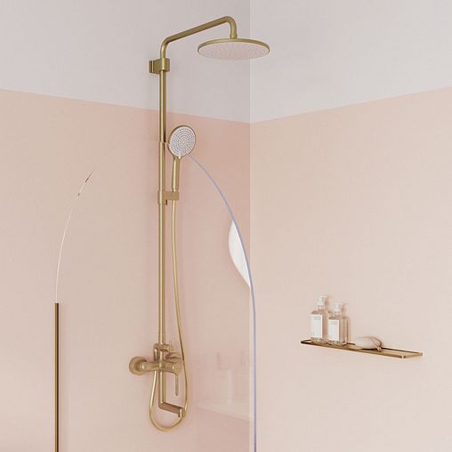 Душевая система с тропическим душем IDDIS Aiger, золото матовое фото