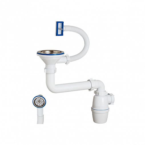 Сифон бутылочный Orio, 3 1/2" x 40 мм, с переливом и смещенным сливом фото