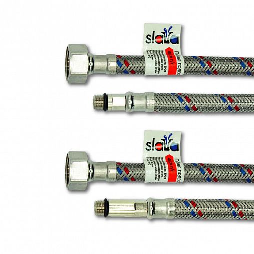 Гибкая подводка для смесителя из нержавеющей стали Slava Профи, 50 см, 2 шт фото
