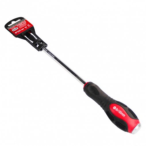 Отвертка усиленная шлицевая магнитная Кедр, SL8 x 150 мм фото