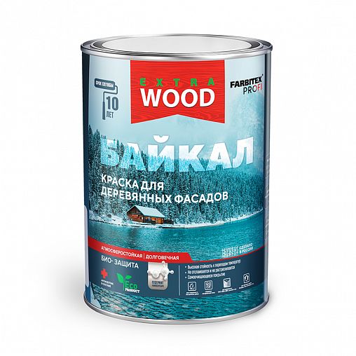 Краска для деревянных фасадов Farbitex Profi Wood Extra Байкал, 0,75 л, ягель фото
