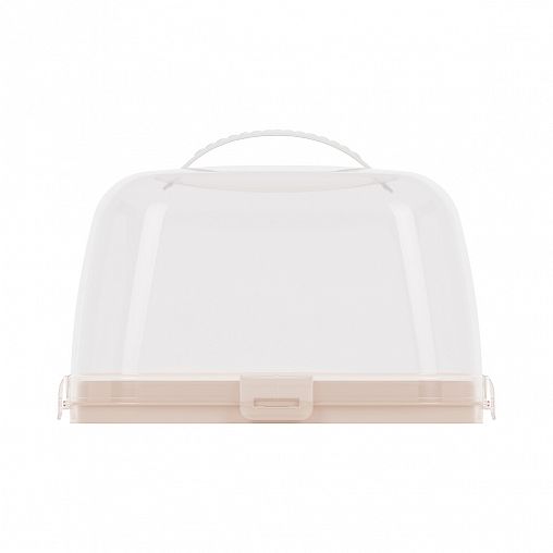 Тортовница Альтернатива, с крышкой, 28,5 x 28,5 x 17,5 см, светло-бежевая фото