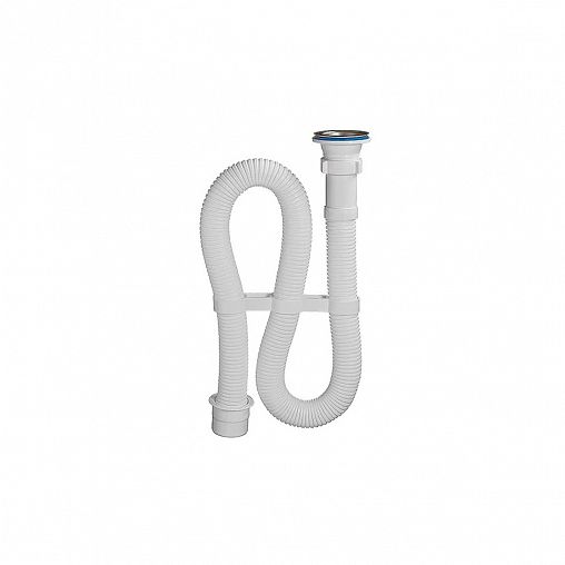 Сифон гофрированный Orio, 1 1/2" x 40 мм, с нержавеющей чашкой 70 мм, 1000 мм фото