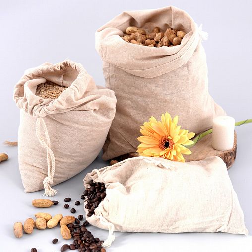 Мешок для хранения продуктов Мультидом, с завязками, лен, 30 x 35 см фото