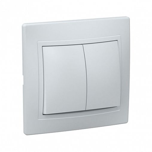 Выключатель двухклавишный встраиваемый IEK Кварта ВС10-2-0-КБ, 10 А, белый фото