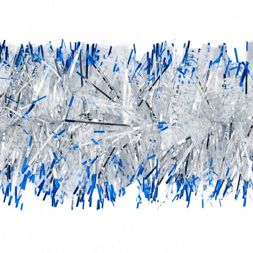 Мишура, с синей кромкой SYMTA-1623208, 10 x 200 см, серебро фото